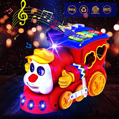 Baby Toys for 1 Year Old Boy Girl Gift Musical Train Baby Toys 6-12 12-18 Months,Early Educational Learning Montessori Kids Toys with Blocks/Light Toddler Christmas Birthday Gifts for 1 2 3 Year Old