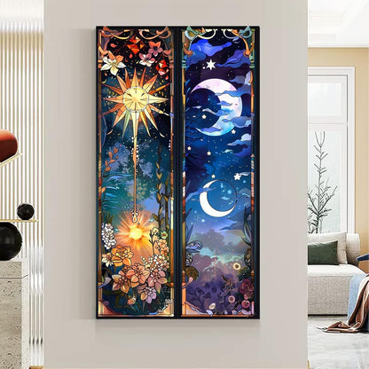 Axquilon Large Diamond Art Kits for Adults - Sun and Moon Diamond Painting Kits for Adults, 5D Round Full Drill Moon Gem Art Paint by Diamonds Pictures DIY Crafts Kits 16x28inch