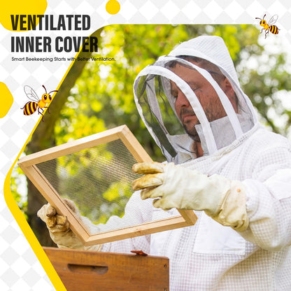 CroBlissful Beehive Inner Cover 10 Frame Ventilated Inner Cover Langstroth Style Beehive Insulation Bee Hive Wooden Vented Beekeeping Tool Supplies Starter for Beginners Beekeepers (4 Pcs)