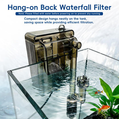 Turchongeco 2.1 Gallon Nano Aquarium Kit with Lid, Space Saving Hang-On Filter and LED Light, Ultra-Clear Rimless Glass Desktop Fish Tank for Small Fish, Shrimp, and Betta