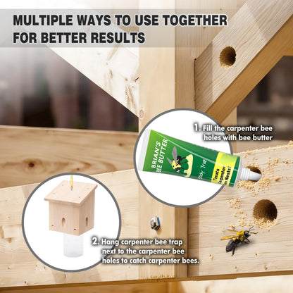 Carpenter Bee Trap for Outside - Pentroof Style Nature Hanging Wood Carpenter Bee Traps Outdoor - Best Bee Trap - Insect Traps with Removable Vault (1 Pack)