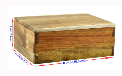 Spiretro Wooden Storage Box with Lid, Stash Box, Keepsake Chest to Organize Jewelry, Coins, Cards, Small Treasure, Handmade Natural Acacia Decorative Crate, Brown- 8 x 6 x 3 inches