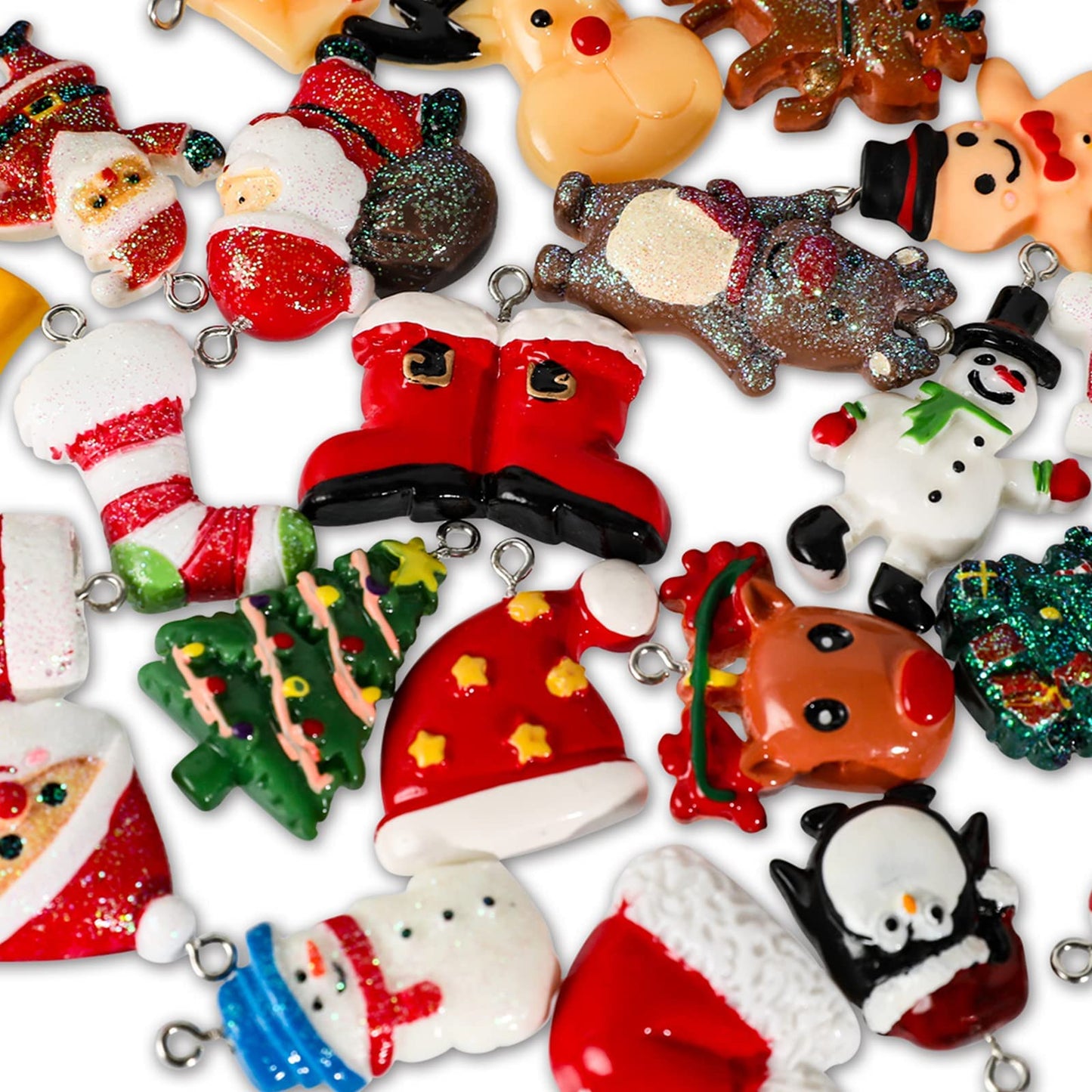 Garma 36PCS Mini Resin Christmas Ornaments Tiny Christmas Tree Decorations Set Comes with String Small Christmas Hanging Ornament for Christmas Tree Decorations