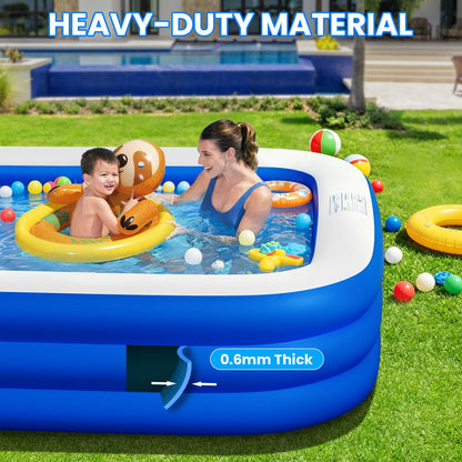Oversized Inflatable Pool for Adults, 145" x 74" x 22" Extra Large Blow Up Family Swimming Pool, Durable Thickened Above Ground Pool for Backyard, Outdoor, Garden, Summer Water Party