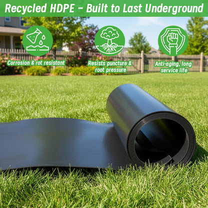 Convivium Tree Root Barrier Roll, 60mil Recycled HDPE Root & Bamboo Barrier for Landscaping, Heavy-Duty Root Blocker for Sidewalks, Driveways & Garden Edging (17in x 50ft x 60mil)