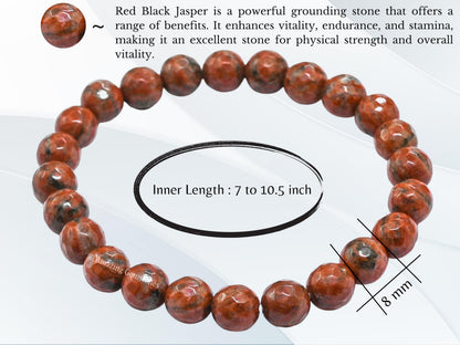 Amazing Gemstone Red Black Jasper Bracelet for Women - Chakra Mens Bracelet Protection Crystals and Healing Stones - Blessing Bracelet Spiritual Meditation Gift Christmas Stocking Stuffers