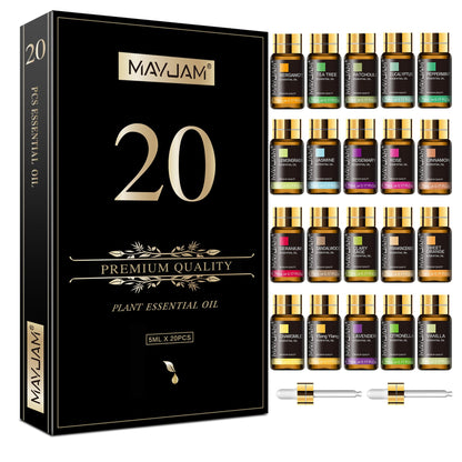 MAYJAM Tea Tree 20 Pcs Pure Essential Oil Gift Set, for Diffuser, Humidifiers, Skin Care, Massage, Fragrance Oil Scent for DIY Candle and Soap Making, Gift for Friend (5ML)
