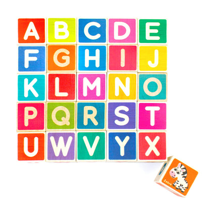 QUOKKA Wooden Blocks for Toddlers 1-3 - 26 ABC Learning Baby Blocks for Kids 3-5 Year Olds Stacking Alphabet Wood Toys for 2-4 yo - Educational with Letters Numbers - Updated Edition
