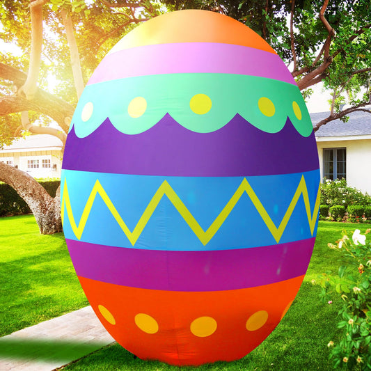 AJY 8 Feet Colorful Eggs Easter Inflatable Built-in Rotating Colored Light, Blow Up Decoration, Yard Lawn Holiday Outdoor and Indoor Decoration