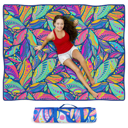 Fefede Waterproof Picnic Blankets Foldable & Portable 60''x80'' Boho Picnic Mat for Outdoors, Large Washable Picnic Blanket for Travel Camping Beach, Park Grass Picnic Blanket Accessories for Adults