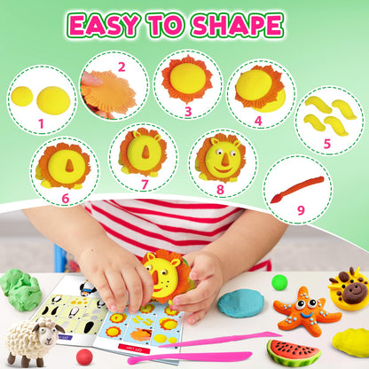 FAGNBED Air Dry Clay 76 Colors, Modeling Magic Clay Set with 5 Sculpting Tools, Gift for Ages 3-12 Boys and Girls