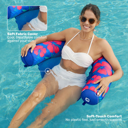 SLOOSH Pool Floats Chairs Adult,2 Packs Inflatable Noodle Chair with Sling Soft Fabric,Floating Pool Float Lounge Water Swimming Floaties for Party Summer Water Fun（Flower Leaves）