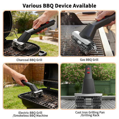 Hitish Cordless Electric Grill Brush for Outdoor - Waterproof BBQ Grill Cleaner with Lights Water Spray - Grill Cleaning Brush for Burnt-On Grease&BBQ Grates, 90 Mins Runtime, 2 Stainless Heads Refill