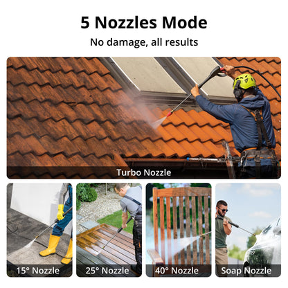 Pressure Washer, 2800PSI 2.0 GPM Max Electric Power Washer with Foam Cannon and 5 Nozzle Set, Portable Pressure Washer with 8" Wheels for Cars, Fences, Patios, Decks, Patios and Driveway Powerwasher
