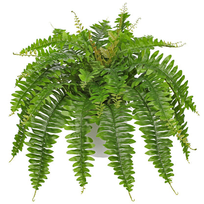 Hollyone Artificial Fern Plants in White Pot 25.5" Medium Artificial Boston Fern 31 Leaves for Outdoors & Indoor Faux Potted Plants Fake Ferns Bush Plant Patio Garden Farmhouse Porch Home Decor Green