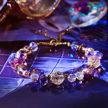 BELLA-Bee Healing Crystal Bracelets for Women Adjustable Rainbow Crystals Amethyst Tourmaline Natural Stone Beaded Bracelets for Women Spiritual Jewelry for Wishes, Protection and Anxiety Relief with Meaning Card (The Keep of Wishes)