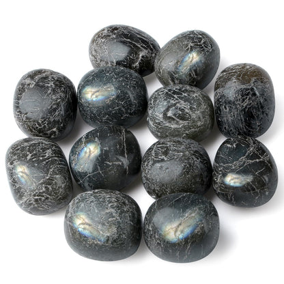 DUQGUHO Labradorite Crystals Healing Crystal Stones Set Natural Crystals Bulk Irregular Tumbled Polished Crystal Stones 0.45 lbs