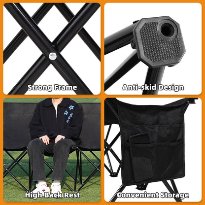 G GOOD GAIN Portable Soccer Bench - Team Bench Soccer 4 Seats with Bag, Sideline Folding Bench, Folded Chair Seating 4 for Football Camp Outdoor Sport Events, Team Chairs for Adults, Black