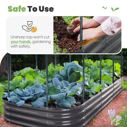 KING BIRD Raised Garden Bed with Cover Galvanized Oval Planter Garden Box 94.5x47.2x11.8 in, Clear, Outdoor for Gardening, Vegetables, Flowers