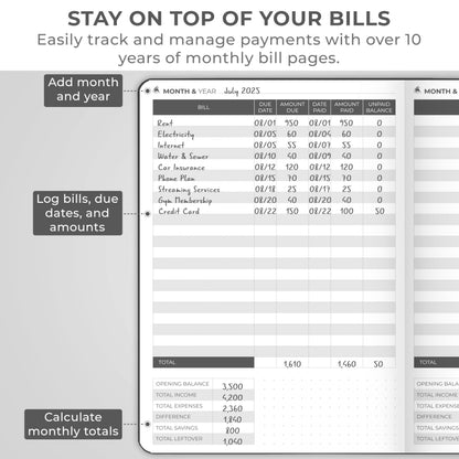 Clever Fox Bill Tracker Notebook – Monthly Bill Payment & Home Finance Organizer with Pocket – Efficient Budget & Expense Planner – Ledger Book to Manage Paying Bills for Saving Money (Black)