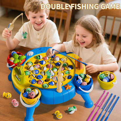 ORANGE OCEAN 70 PCS Magnetic Fishing Game Toddlers 3-5, Board Games for Kids 4-6, Fishing Toys with 360° Rotation & Sound, for Boys Girl