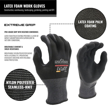 linconson 12 Pack Safety Performance Series Construction Mechanics Work Gloves (S (Pack of 12), Black)