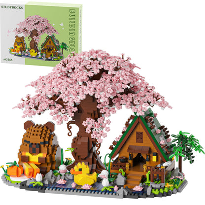 Capybara Cherry Blossom Bonsai Tree House Building Sets for Adults & Kids - 2280PCS Micro Mini Blocks, Artificial Flower for Desk, Office, Home Decor, DIY Arts & Crafts Kits, Ages 8+ Girls & Boys Gift