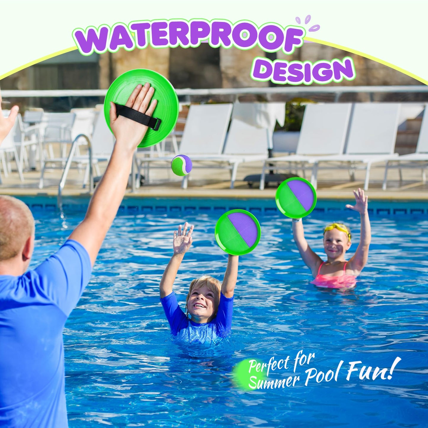 Toss and Catch Ball Set Upgraded - Beach Toys Outdoor Games Baseball Games - Sturdy & Water-Resistant Great for Pool Yard - Classic Gift for Toddlers Kids Boys Girls 3 4 5 6 7 8 9 10 11 12+ Years Old