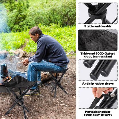 Travel Folding Camping Stool, 14.6 inches Lightweight Outdoor Tripod Chair and Maximum weight 210 lbs Portable Party Chair Fishing Chairs Seat for Camp Hiking Beach Garden and Painting (Black)