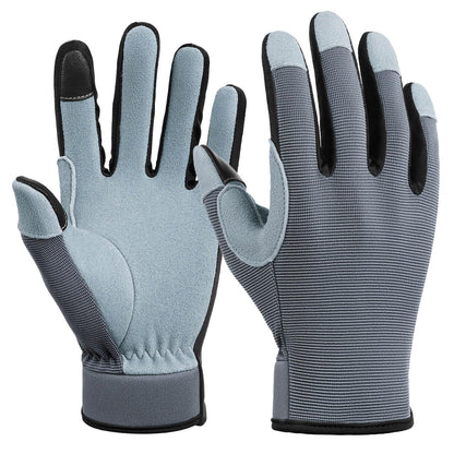OZERO Leather Work Gloves for Women, Deerskin Garden Gloves, Touchscreen Thumb & Index, EN388 3133X Palm, Breathable Back for Gardening, Yard Work, Driving (Large)