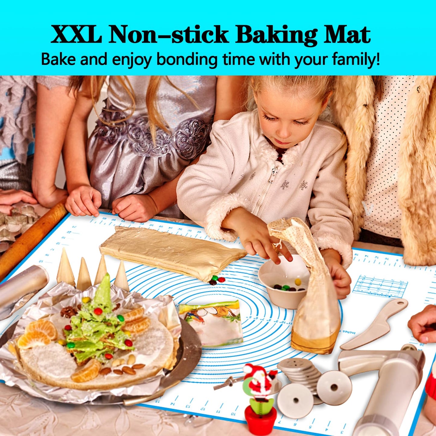 UBeesize Oversize Silicone Baking Mat, 23.6x31.5 Inch Non Stick Pastry Mat with Measurements, XXL Large Nonslip Counter Mat, Fondant/Pie Crust Mat for Making Cookies Macarons Bread Baking Supplies