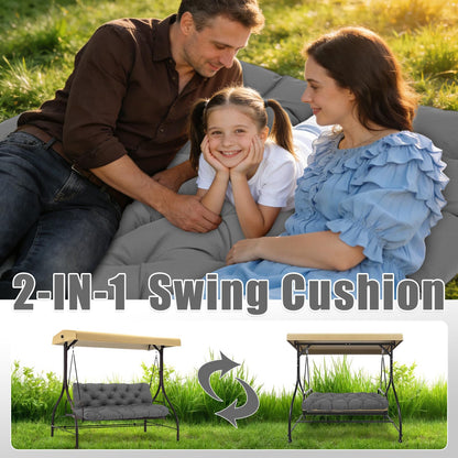Mokoey Patio Swing Cushions for Outdoor Furniture Thick 5in Porch Swing Cushions Waterproof 3 Seater 60 inch Outdoor Swing Cushions with Back (Dark Gray-60x40 inch)