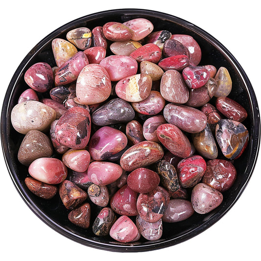 Polished Rhodonite Crystal Chips Bulk 128 Pcs - 0.4" Small Colorful Tumbled Stone Chips Rocks, 10 oz Crushed Sea Glass Vase Filler Stones for Healing, Reiki, Crafting, Home Decor