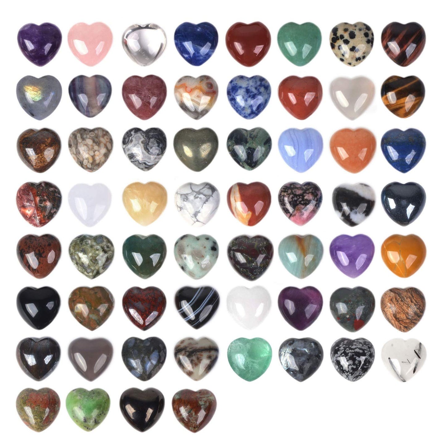 All Natural 20mm Mini Puffy Heart Assorted Gemstone Healing Crystal Pocket Stone Rock Collection Box (Pack of 24)