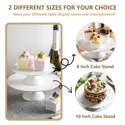Wedding Cake Stand, White Cake Stand for Smaller Than 10 Inch Cakes, Christmas Porcelain Cake Plate for Party, Baby Shower, Birthday, Home Decorating Stand
