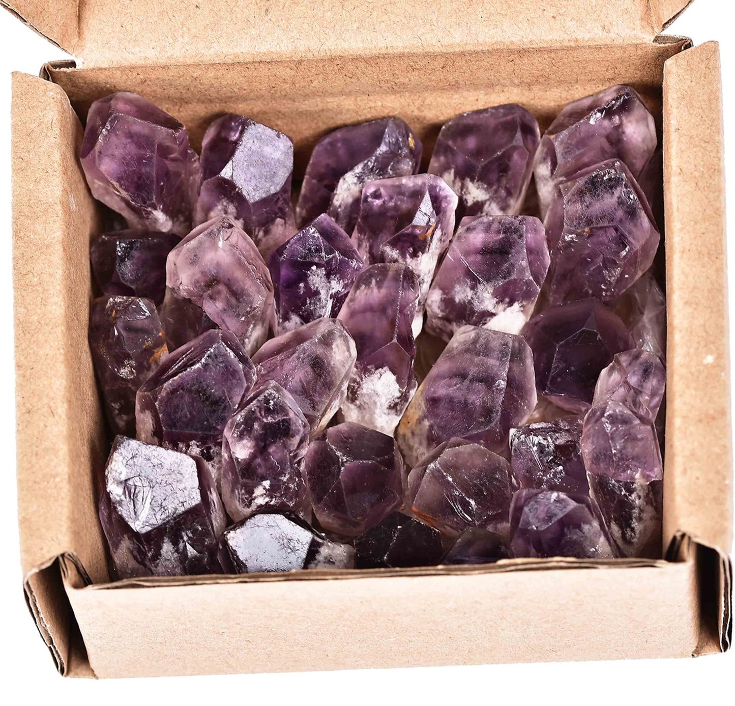 JIC Gem 24-30Pcs 0.4-0.5 Lbs Bulk Amethyst Healing Crystals Rough Stones,raw Amethyst Point Bulk,Amethyst Chips Bulk,for Reiki Healing,DIY Jewelry Making, Witchcraft, Tumbling, Fountain Rocks