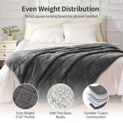 Uttermara Weighted Blanket Queen Size 20lbs 60x80 inches, Cozy Sherpa Weighted Blankets with Soft Plush Fleece, Warm Sherpa Snuggle Thick Heavy Blanket Great for Sleep and Calming, Grey