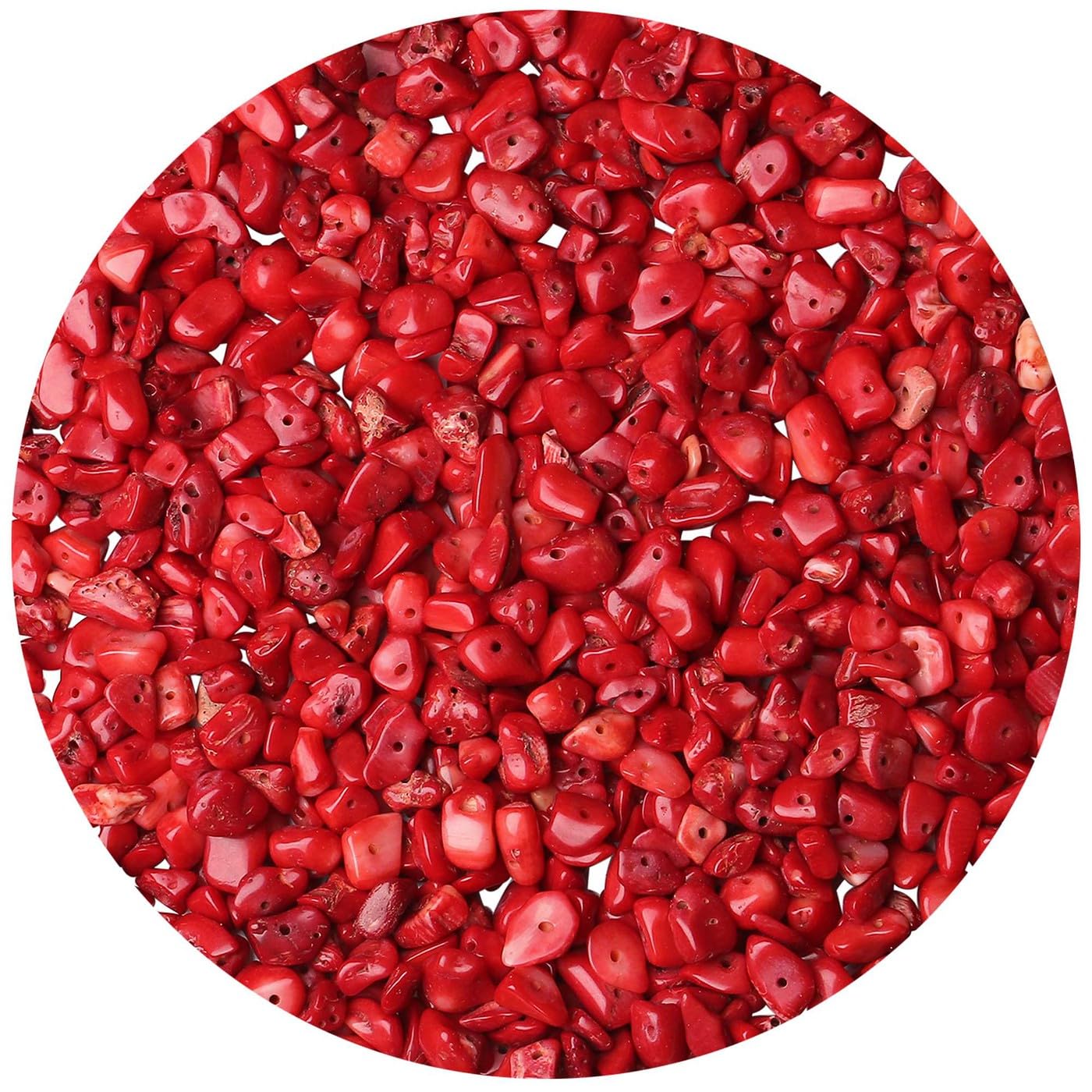 LAIDANLA Red Coral 400pcs Natural Chip Stone Beads 5-8mm Healing Crystal Irregular Gemstones Drilled DIY Loose Rocks Bead Crystal for Bracelet Earrings Necklace Jewelry Making Crafting
