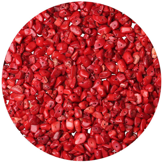 LAIDANLA Red Coral 400pcs Natural Chip Stone Beads 5-8mm Healing Crystal Irregular Gemstones Drilled DIY Loose Rocks Bead Crystal for Bracelet Earrings Necklace Jewelry Making Crafting