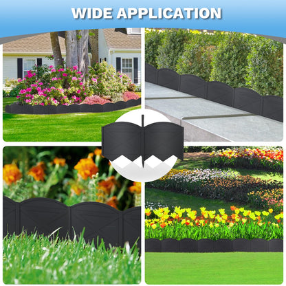 Vashly 6 inch Tall 40Ft Landscape Edging Black Garden Edging with 40Pcs Garden Stakes 7.8 Inch, 40Pcs Edging for Landscaping Plastic Garden Edging Border Flower Bed Edging Borders Lawn Edging
