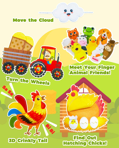 Busy Book for Toddlers 1-3, Montessori Toys for 1 2 Year Old Boy Girl Birthday Gifts, Busy Board Educational Learning Toys for 1+ Year Old, Toddler Airplane Travel Toy Farm Animals Activity Books