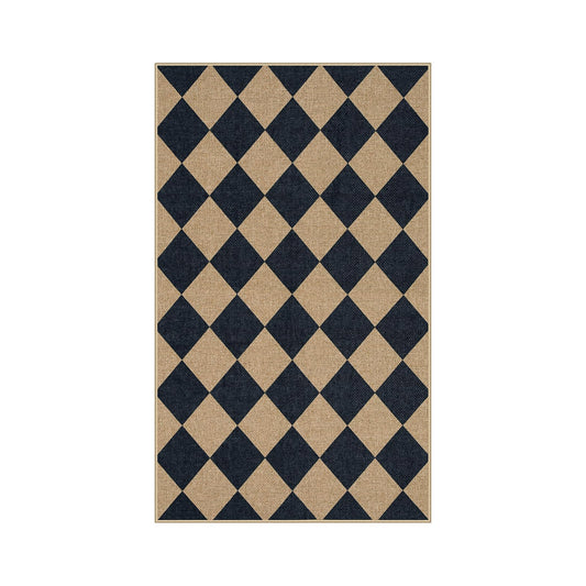 Lahome Colette Checkered Easy Jute 3x5 Outdoor Patio Rug, Washable Rugs for Entryway Diamond Indoor Outdoor Living Room Carpet, Farmhouse Neutral Non Slip Black Door Carpet for Backyard Bedroom