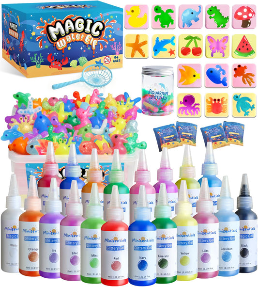 Magic Water Elf Toy Kit - Magic Gel Water Pets with Aquarium Bottle - Make Your Own Squishies Crafts Toys - Crafts Kit for Kids Christmas Gifts Birthday for Girls Boys Age 6 7 8 9 10 Years Old
