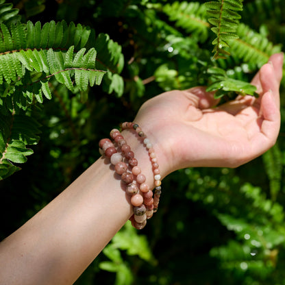 Bivei Plum Blossom Jade-Hope & renascence-4mm Beaded Bracelets for Women Handmade Semi Precious Natural Stone Stretch Elastic Jewelry Yoga Protection Gifts