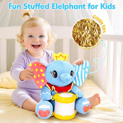 Hodurgyi Baby Toys 6-12 Months, Elephant Musical Plush with Lights, ABCs, Animal Sounds, Numbers, Infant Early Learning Toy,Christmas Birthday Gifts for 6+ Month Boys &Girls