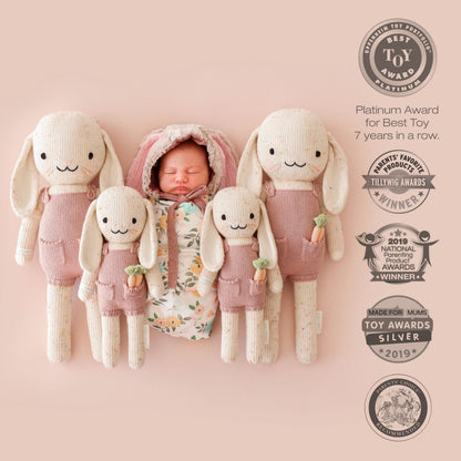 cuddle + kind Harper The Bunny Regular 20" Hand-Knit Doll – 1 Doll = 10 Meals, Fair Trade, Heirloom Quality, Handcrafted in Peru, 100% Cotton Yarn