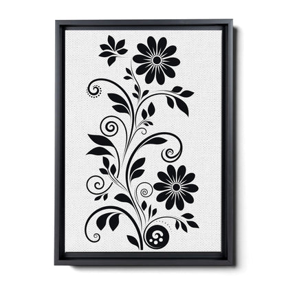 Scandinavian Folk Art, Black and Beige Abstract Botanical Wall Art for Scandinavian Home Decor