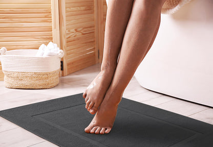 Utopia Towels Cotton Banded Rug, Bath Mats, Not a Bathroom Rug, 21 by 34 Inches, 100% Ring Spun Cotton, Highly Absorbent Shower Bathroom Floor Mat, Grey, 2 Pack