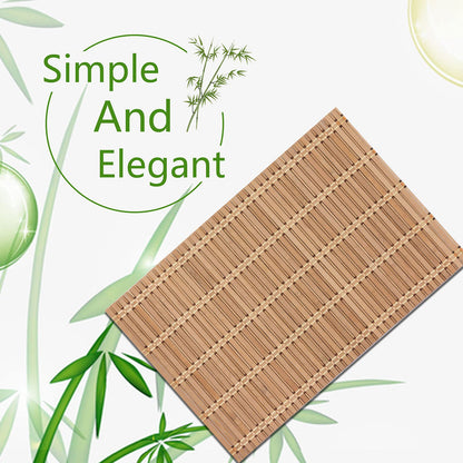 NETEHA Natural Bamboo Placemat-4 Pack- Set of Wooden Square Placemats, Suitable for Non-Slip and Resistant Bamboo Table Placemats in Restaurants and Kitchen