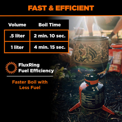 Jetboil TrailCook 1.2L Camping and Backpacking Stove Cooking System with Adjustable Heat Control, New for 2026, Duck Camo